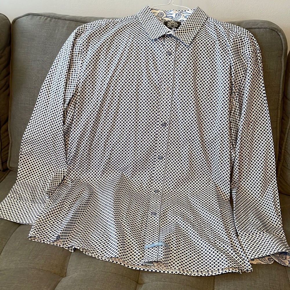 English Laundry Men’s XL Diamond Checkered Pattern Long Sleeve Button Down